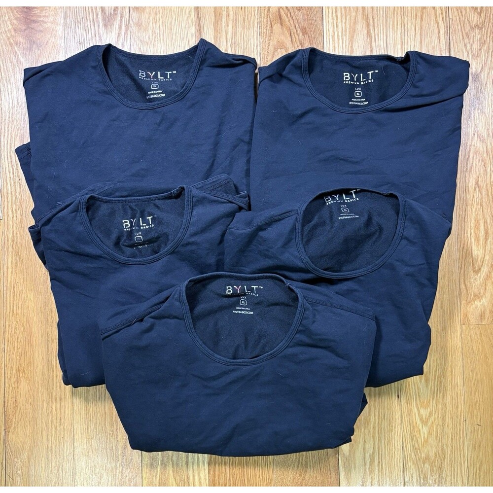 Lot Of 5 BYLT Lux T Shirt Mens XL Premium Basics Black Causal Performance Short